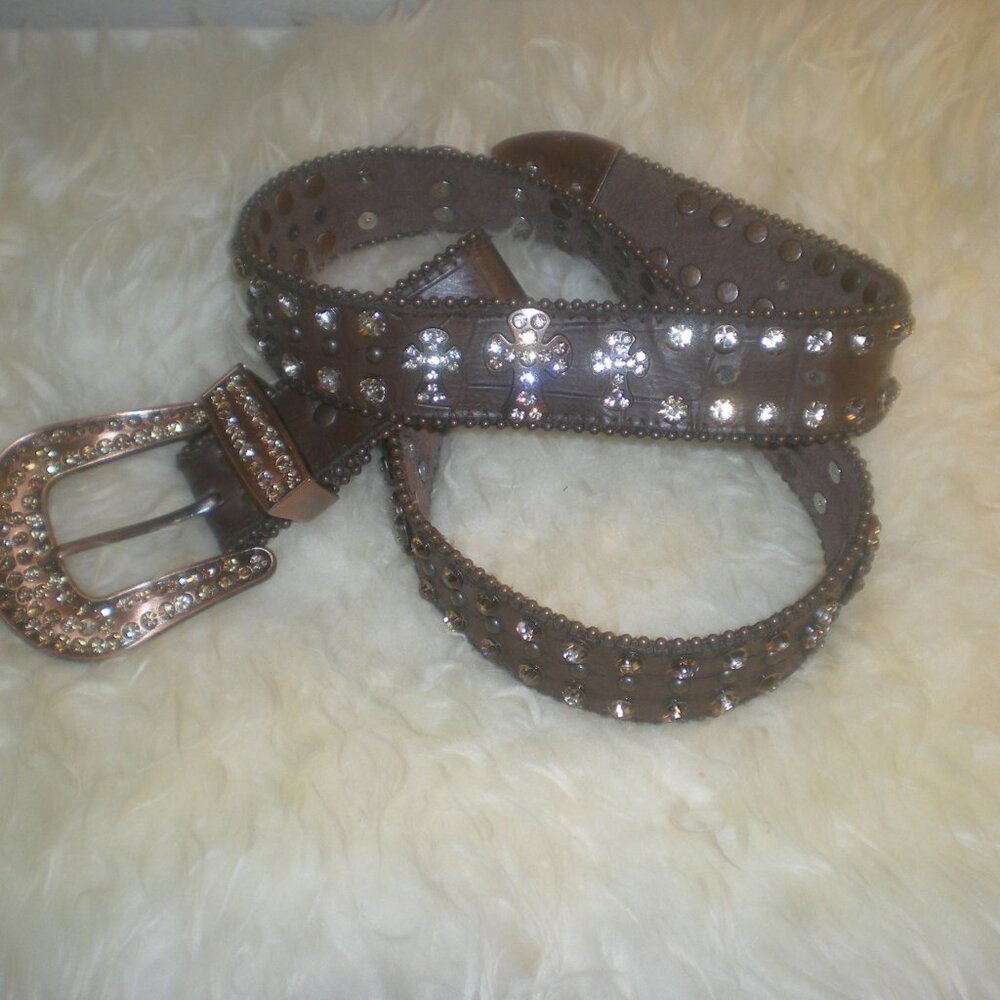 RODEO Brand Genuine Leather western Belt  Size M-L Bronze Brown